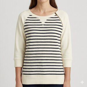 Lauren Jeans Co. Ralph Lauren Nautical Striped Top - Zipper Shoulder - Size M